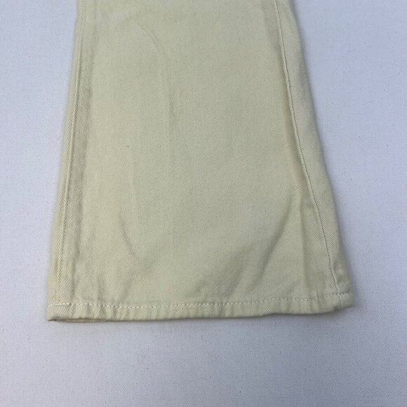 Women’s High Rise Flare Leg Distressed Jeans Pale Yellow Size 29 Waist - Picture 5 of 8